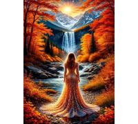 Jigsaw Puzzles 150 piece,Puzzles for Adults,Challenging Educational Family Activity Games Home Decoration Puzzle Autumn River Woman 13.8 x 9.8 inch