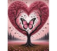 Jigsaw Puzzles 150 piece,Puzzles for Adults,Challenging Educational Family Activity Games Home Decoration Puzzle Pink Heart Tree Butterfly 13.8 x 9.8 inch