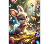 Jigsaw Puzzles 150 piece,Puzzles for Adults,Challenging Educational Family Activity Games Home Decoration Puzzle Cute Bunny Butterfly 13.8 x 9.8 inch
