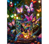 Jigsaw Puzzles 150 piece,Puzzles for Adults,Challenging Educational Family Activity Games Home Decoration Puzzle Glass Cup Butterfly 13.8 x 9.8 inch