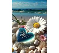Jigsaw Puzzles 150 piece,Puzzles for Adults,Challenging Educational Family Activity Games Home Decoration Puzzle Beach Heart Daisy 13.8 x 9.8 inch