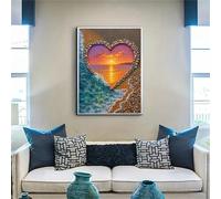 Jigsaw Puzzles 150 piece,Puzzles for Adults,Challenging Educational Family Activity Games Home Decoration Puzzle Heart Stone Sunset 13.8 x 9.8 inch