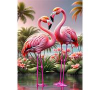 Jigsaw Puzzles 150 piece,Puzzles for Adults,Challenging Educational Family Activity Games Home Decoration Puzzle Flamingo Lake Flowers 13.8 x 9.8 inch