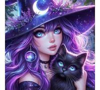 Jigsaw Puzzles 150 Pieces, Jigsaws Black Cat Witch 150 Piece jigsaw puzzles for Adults, Challenge High Difficulty Family Puzzle Game 65x65cm/26x26inch
