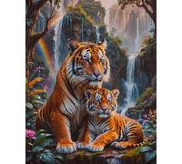 Jigsaw Puzzles 1500 piece,Puzzles for Adults,Challenging Educational Family Activity Games Home Decoration Puzzle Jungle Waterfall Tigers 34.3 x 22.4 inch