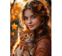 Jigsaw Puzzles 1500 Pieces for Adults, Challenging & Brainteasing Adult Jigsaw Puzzles 1500 pieces, Difficult Puzzles, For Men/Women Pretty Girl Cat