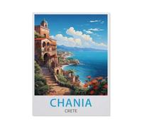 Jigsaw Puzzles 1500 Pieces Paper Assembling Picture，Chania Crete Vintage Travel Poster，Adults Games Educational Toys57x87cm-BD1