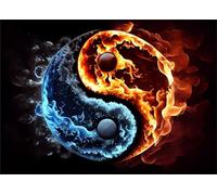 Jigsaw Puzzles 1500 pieces,Puzzles for Adults,Challenging Educational Family Activity Games Home Decoration Puzzle Yin-Yang Flames,34.3 x 22.4 Inch