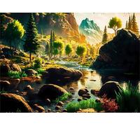Jigsaw Puzzles 1500 pieces,Puzzles for Adults,Challenging Educational Family Activity Games Home Decoration Puzzle Mountains Rivers,34.3 x 22.4 Inch