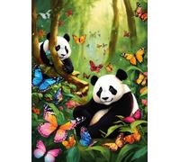 Jigsaw Puzzles 1500 pieces,Puzzles for Adults,Challenging Educational Family Activity Games Home Decoration Puzzle Jungle Panda Butterfly,34.3 x 22.4 Inch
