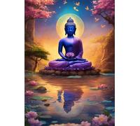 Jigsaw Puzzles 1500 pieces,Puzzles for Adults,Challenging Educational Family Activity Games Home Decoration Puzzle Moon Statue Lotus,34.3 x 22.4 Inch