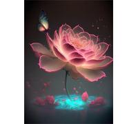 Jigsaw Puzzles 1500 pieces,Puzzles for Adults,Challenging Educational Family Activity Games Home Decoration Puzzle Pink Lotus Butterfly,34.3 x 22.4 Inch