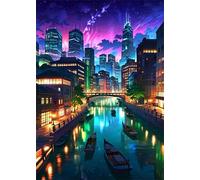 Jigsaw Puzzles 200 piece,Puzzles for Adults,Challenging Educational Family Activity Games Home Decoration Puzzle City Rivers Boats 13.8 x 9.8 inch