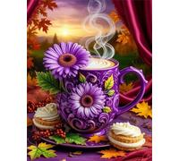 Jigsaw Puzzles 200 piece,Puzzles for Adults,Challenging Educational Family Activity Games Home Decoration Puzzle Purple Flowers Coffee 13.8 x 9.8 inch