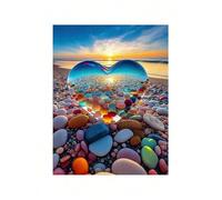 Jigsaw Puzzles 200 piece,Puzzles for Adults,Challenging Educational Family Activity Games Home Decoration Puzzle Beach Heart Stones 13.8 x 9.8 inch