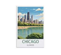 Jigsaw Puzzles 200 Pieces Chicago Illinois Recycled Paper Jigsaw Puzzle 200 Pieces - Fun and Challenging Family Game Great Gift Idea 35x25cm