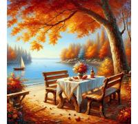 Jigsaw Puzzles 200 Pieces, Jigsaws Autumn Dining Table 200 Piece jigsaw puzzles for Adults, Challenge High Difficulty Family Puzzle Game 28x28cm/11x11inch