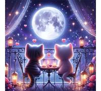 Jigsaw Puzzles 200 Pieces, Jigsaws Night Date Cat 200 Piece jigsaw puzzles for Adults, Challenge High Difficulty Family Puzzle Game 28x28cm/11x11inch