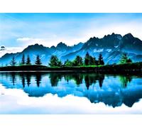 Jigsaw Puzzles 200 pieces,Puzzles for Adults,Challenging Educational Family Activity Games Home Decoration Puzzle Abstract Blue Landscape,13.8 x 9.8 Inch