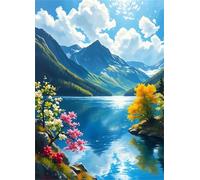 Jigsaw Puzzles 200 pieces,Puzzles for Adults,Challenging Educational Family Activity Games Home Decoration Puzzle Blue Lake Mountains,13.8 x 9.8 Inch