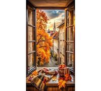 Jigsaw Puzzles 200 pieces,Puzzles for Adults,Challenging Educational Family Activity Games Home Decoration Puzzle Autumn Windowsill Scenery,13.8 x 9.8 Inch