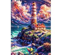 Jigsaw Puzzles 200 pieces,Puzzles for Adults,Challenging Educational Family Activity Games Home Decoration Puzzle Seaside Lighthouse Clouds,13.8 x 9.8 Inch