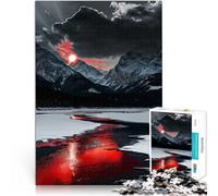Jigsaw Puzzles 2000 Piece for Adults Blood Moon River Mountains Made of cardboard for and 14 years and over wall decoration Christmas Birthday Gift。size：70x100cm/27.5x39.3inch