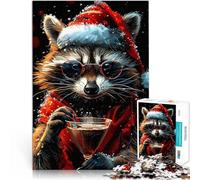 Jigsaw Puzzles 2000 Piece for Adults Cool Raccoon Christmas Familienspaß Angebot als Geschenk für die ganze Familie70x100cm