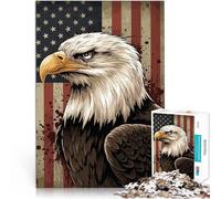 Jigsaw Puzzles 2000 Piece for Adults Eagle American Flag Stressabbau-Spielzeug Künstlersammlung, Bildende Kunst70x100cm