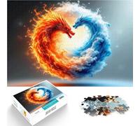 Jigsaw Puzzles 2000 Piece for Adults Fire and Water Dragons Spielspielzeug Lustige Aktivitäten für zu Hause, Geburtstagsgeschenk, Reisegeschenk,70x100cm