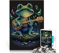 Jigsaw Puzzles 2000 Piece for Adults Frog Playing Banjo Herausfordernd Schwierig Die Liebe zwischen Paaren stärken70x100cm