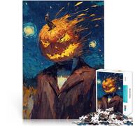 Jigsaw Puzzles 2000 Piece for Adults Pumpkin Head Man Starry Night Analyse und Logik Geschenke für Freunde und Familie70x100cm