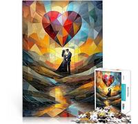 Jigsaw Puzzles 2000 Piece for Adults Romantic Embrace Under a Stained Glass Heart Analyse und Logik tolles Geschenk70x100cm