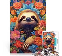 Jigsaw Puzzles 2000 Piece for Adults Sloth Flower Portrait Familienspiel für und Geburtstagsgeschenk, Geschenke70x100cm
