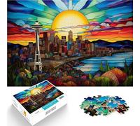 Jigsaw Puzzles 2000 Piece for Adults Stained Glass Seattle Familienspaß Einzigartige Geburtstags- und Geschenkideen70x100cm