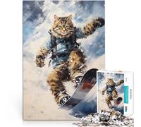 Jigsaw Puzzles 2000 Piece for Adults The Vintage Snowboard Cat Präzisionsschnitt einzigartiges Herausforderungsspiel70x100cm