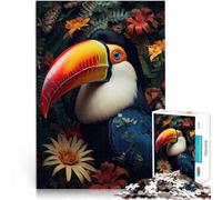 Jigsaw Puzzles 2000 Piece for Adults Tucan bird in the jungle Stressabbau mit vollständig ineinander greifenden, zufällig geformten Teilen70x100cm