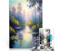 Jigsaw Puzzles 2000 Piece for teenagers Dreamy Monet Style Water Lily Garden Painting Präzisionsschnitt Geburtstagsgeschenke70x100cm