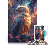 Jigsaw Puzzles 2000 Piece for teenagers Fiery Eagle in Space Galaxy Lernspiele mit passendem Poster und Quizblatt70x100cm