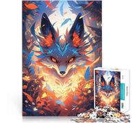 Jigsaw Puzzles 2000 Piece for teenagers Mystical Fox in Forest Entspannungsspiele mit passendem Poster und Quizblatt70x100cm