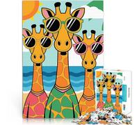 Jigsaw Puzzles 2000 Piece for teenagers Three Giraffes on the Beach Lernspielzeug Geeignet für die Schreibtischdekoration70x100cm