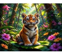Jigsaw Puzzles 2000 piece,Puzzles for Adults,Challenging Educational Family Activity Games Home Decoration Puzzle Jungle Plants Tiger 39.4 x 27.6 inch