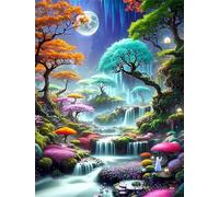 Jigsaw Puzzles 2000 piece,Puzzles for Adults,Challenging Educational Family Activity Games Home Decoration Puzzle Anime Grove Waterfall 39.4 x 27.6 inch