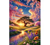 Jigsaw Puzzles 2000 piece,Puzzles for Adults,Challenging Educational Family Activity Games Home Decoration Puzzle Landscape Trees Rivers Flowers 39.4 x 27.6 inch