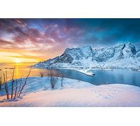 Jigsaw Puzzles 2000 Pieces for Adults jigsaw Educational Games Home Decoration Puzzle Gifts for Men,Natural Scenery,Sunset,Mountains,Lake,Norway,Lofoten Islands 70x100CM