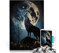 Jigsaw Puzzles 2000 Pieces for Adults moon wolf lonely Made of cardboard Suitable for ages 14 and up Interesting stress reduction gifts for friends and family。size:70x100cm/27.5x39.3inch