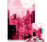 Jigsaw Puzzles 2000 Pieces for Adults New York Pink Cityscape Analyse und Logik Tolle Geschenke und Spielzeuge70x100cm