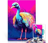 Jigsaw Puzzles 2000 Pieces for Adults Ostrich Bird Pop Art Denksportaufgabe für mit passendem Poster und Quizblatt70x100cm