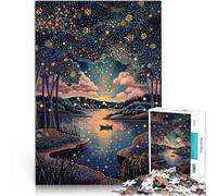 Jigsaw Puzzles 2000 Pieces for Adults Starry Night River in Pointillist Style Lernspiele Geschenk zum Geburtstag70x100cm