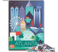Jigsaw Puzzles 2000 Pieces for Adults Teens Atlanta City Travel Poster, Toys Educational Games Stress Relieving Enhance Love between Couples 70x100cm